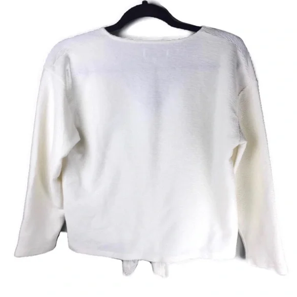 Madewell Texture & Thread Jacquard Tie Front Long Sleeve Cream Top Size Small - Picture 3 of 10
